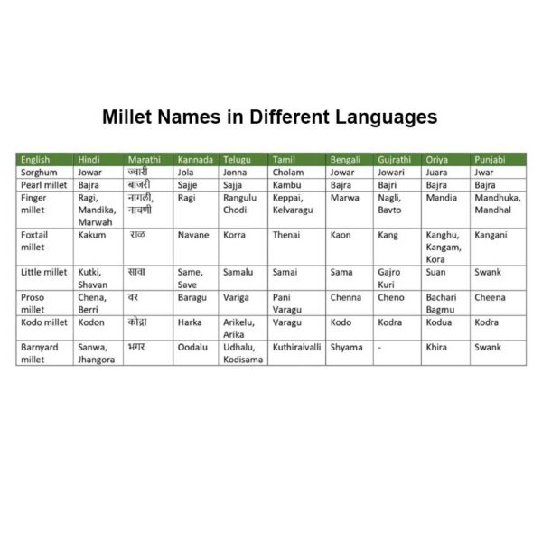 Millet Names in different languages